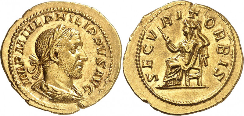 Philippe I 244-247. Aureus 244-247, Rome. IMP M IVL PHILIPPVS AVG Buste lauré, d...