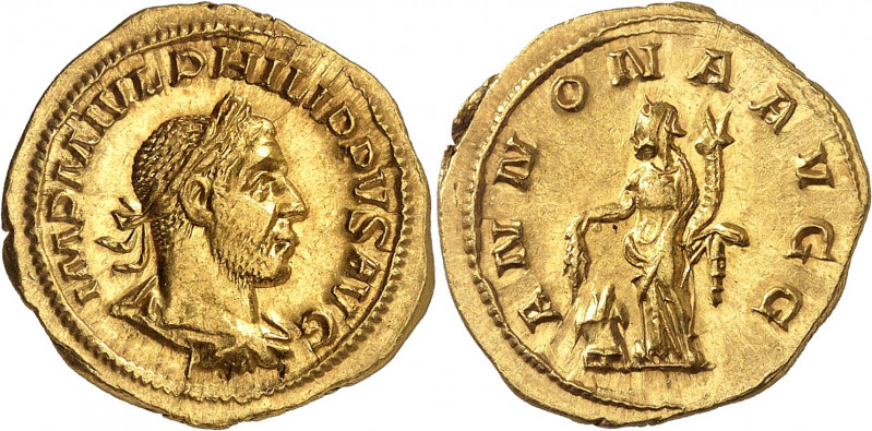 Philippe I 244-247. Aureus 244-247, Rome. IMP M IVL PHILIPPVS AVG Buste lauré, d...