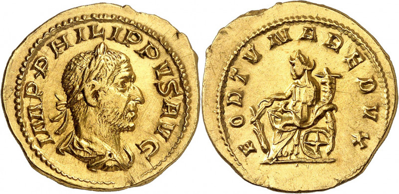 Philippe I 244-247. Aureus 247-249, Rome. IMP PHILIPPVS AVG Buste lauré, drapé e...