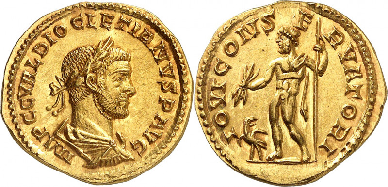 Dioclétien 284-305. Aureus 284-287, Rome. IMP C C VAL DIOCLETIANVS P AVG Buste l...