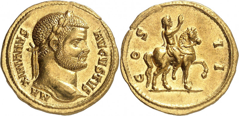 Maximien Hercule 286-310. Aureus 288-289, Cyzique. MA-XIMIANVS - AVGVSTVS tête l...