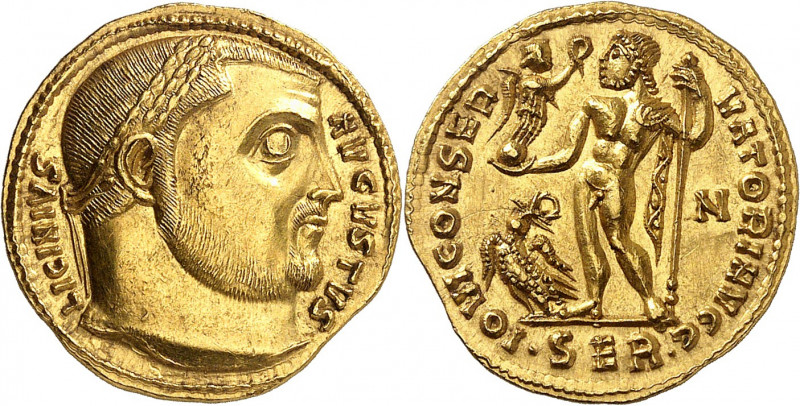 Licinius I 308-324. Aureus 313-314, Serdica. LICINIVS - AVGVSTVS Tête laurée de ...