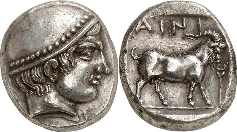 Thrace, Ainos. Tétradrachme 410-408. Tête d'Hermès à droite portant un pétase à ...