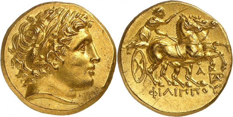 Royaume de Macédoine, Philippe II, 359-336. Statère d'or, frappe posthume, 323-3...