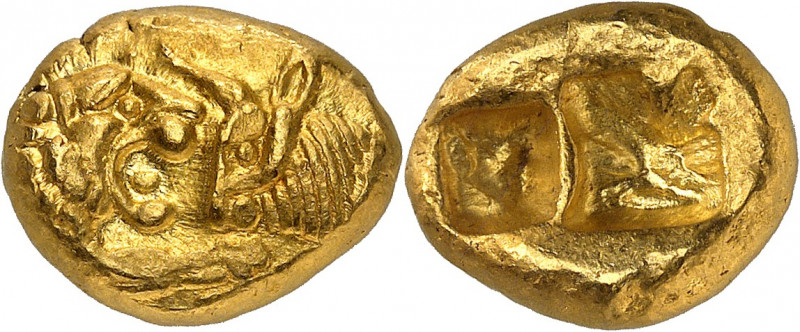 Royaume de Lydie, Cyrus II, vers 550-530. Statère d'or après 546, Sardes. Protom...