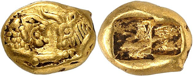 Royaume de Lydie, Cyrus II, vers 550-530. 1/6 Statère d'or, après 546, Sardes. P...