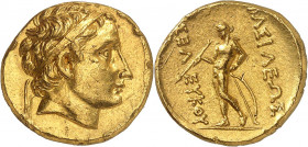 Royaume de Syrie, Seleucos II, 246-226. Statère d'or, Antioche (?). Tête diadémée de Seleucos II à droite / BASILEWS / SEL-EUKOU Apollon debout à gauc...