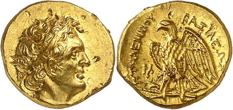 Royaume d'Égypte, Ptolémée I, 305-282. Tetarte ou Hemidrachme d'or après 294, Al...