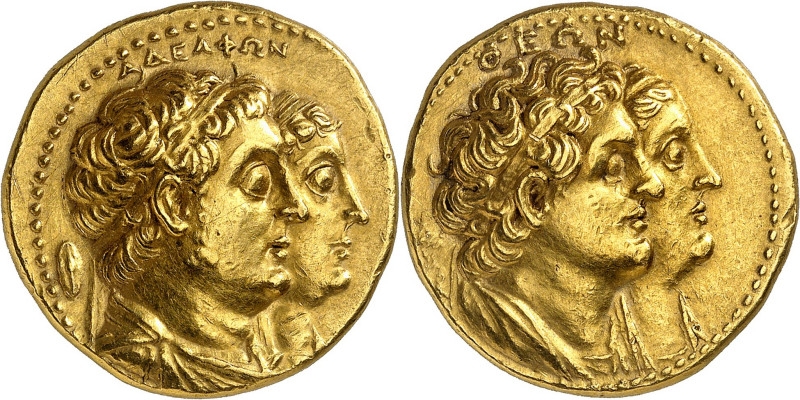 Royaume d'Égypte, Ptolémée II, 283/2-246. Mnaieion ou Octodrachme d'or 272-270, ...