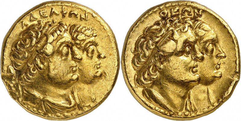 Royaume d'Égypte, Ptolémée II, 283/2-246. Demi-mnaieion ou Tetradrachme d'or 272...