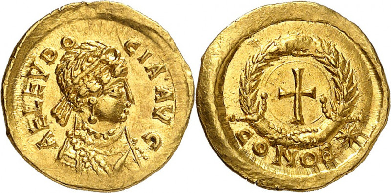 Aelia Eudocia, épouse de Théodose II 423-460. Tremissis vers 430-450, Constantin...