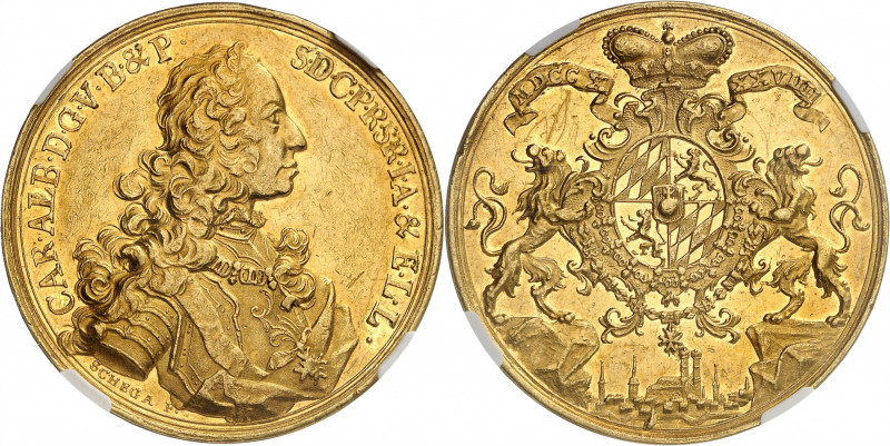 Bavière. Charles-Albert, 1726-1745. Médaille au poids de 10 ducats 1739, par F. ...