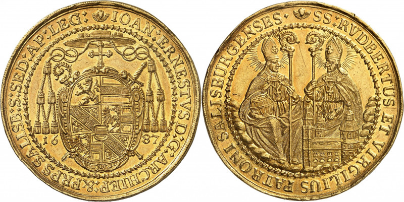 Salzbourg. Johann Ernst, 1687-1709. 12 Ducats 1687, Salzbourg. Armoiries ovales ...