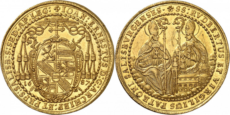 Salzbourg. Johann Ernst, 1687-1709. 6 Ducats 1687, Salzbourg. Armoiries ovales s...
