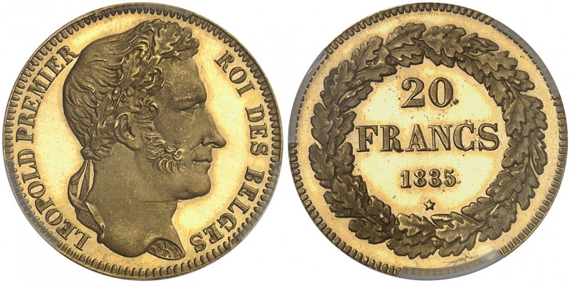 Royaume de Belgique. Léopold I, 1831-1865. 20 Francs 1835, Bruxelles. PROOF - DE...