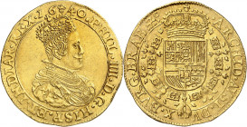 Brabant. Philippe IV, 1621-1665. Double Souverain, deuxième type, 1640, Bruxelles. Buste couronné, drapé et cuirassé, à droite / Ecu couronné, entouré...
