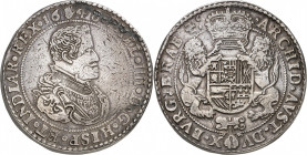Brabant. Philippe IV, 1621-1665. Ducaton 1648, Anvers. DE POIDS QUADRUPLE. Buste drapé et cuirassé à droite / Ecu couronné soutenu par deux lions. Tra...