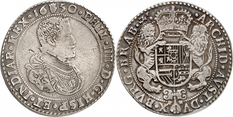 Brabant. Philippe IV, 1621-1665. Ducaton 1650, Anvers. DE POIDS TRIPLE. Buste dr...