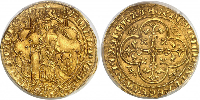 Philippe VI de Valois, 1328-1350. Ange d'or non daté, deuxième émission (8 août ...