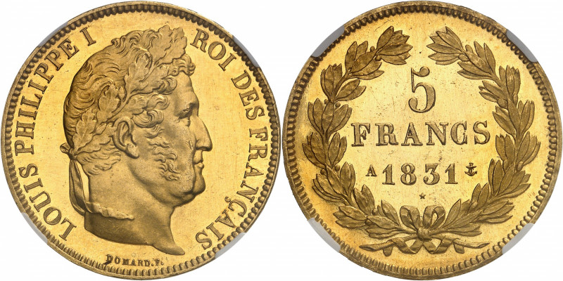 Louis-Philippe I, 1830-1848. 5 Francs 1831 A, Paris. FRAPPE en OR. Tête couronné...