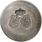 Constantin II, 1964-1973. Coin de revers pour une médaille, non daté (1964 ?). Armoiries accolées du Roi des Hellènes et des Glücksbourg. 78,1mm. 2129...