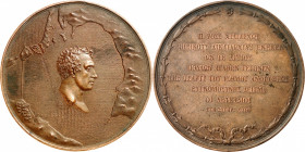 Iles Ioniennes. Administration britannique, 1809-1864. Médaille en bronze commémorant l'ouverture du canal de Leucade en 1819. Buste nu de Sir Patrick...
