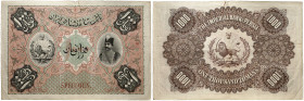 Dynastie Qajar. Nasir al-Din Shah, AH 1264-1313 (1848-1896). 1000 Tomans non daté (1890), Bradbury - Wilkinson & Co. Ld. Engravers, Londres. SPECIMEN....