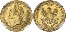 Piémont Sardaigne. Victor-Amédée III, 1773-1796. Demi-Doppia 1786, Turin. Buste nu à gauche. Date au-dessous / Ecu de Savoie ovale sur une aigle aux a...