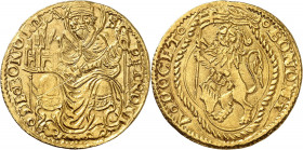 Bologne. Giovanni II Bentivoglio, 1494-1506. Double Bologniono non daté, Bologne. Saint Pétrone assis de face, tenant une ville miniature et une cross...