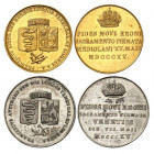 Lombardo-Vénétie. François I, 1815-1835. Lot de deux médailles commémorant l'hommage de la Lombardie et de la Vénétie à François I en 1815. Médaille m...