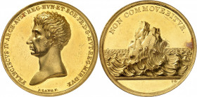 Modène. François IV d'Este, 1814-1846. Médaille en or commémorant la restauration du duché de Modène en 1814, par J. Lang. Buste nu à gauche. Nom du g...