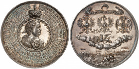 Jean III Sobieski, 1674-1696. Médaille en argent commémorant le rôle de Jean III Sobieski dans la ligue unissant le Saint-Empire, la Pologne, la Russi...