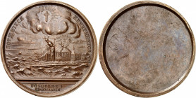 Catherine II, 1762-1796. Médaille en bronze uniface pour la défense de l'orthodoxie, non datée (1769). Le minaret de la mosquée Ayasofya d'Istanbul (a...