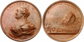 Catherine II, 1762-1796. Médaille en bronze commémorant le transport du monolithe de granite destiné au monument de Pierre le Grand à Saint Pétersbour...
