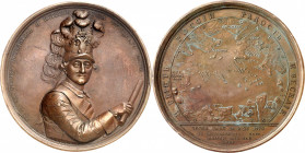 Catherine II, 1762-1796. Médaille de récompense en bronze du Collège de l'Amirauté, 1770, par J.B. Gass. Buste de trois quarts à droite du Comte A.G. ...