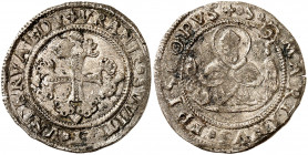 Uri, Schwyz et Unterwald. Groschen non daté (1503-1548), Bellinzone. Croix feuillue / Buste de Saint Martin de face. 2,14g. HMZ 2-945a; Pünt. 15a var....