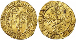 Uri, Schwyz et Unterwald. Goldkrone non daté (1544-1605), Altdorf. Armoiries des trois cantons réunies dans un écusson, le tout disposé sur l'aigle bi...