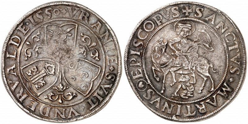Uri, Schwyz et Unterwald. Taler 1550, Altdorf. Armoiries des trois cantons réuni...