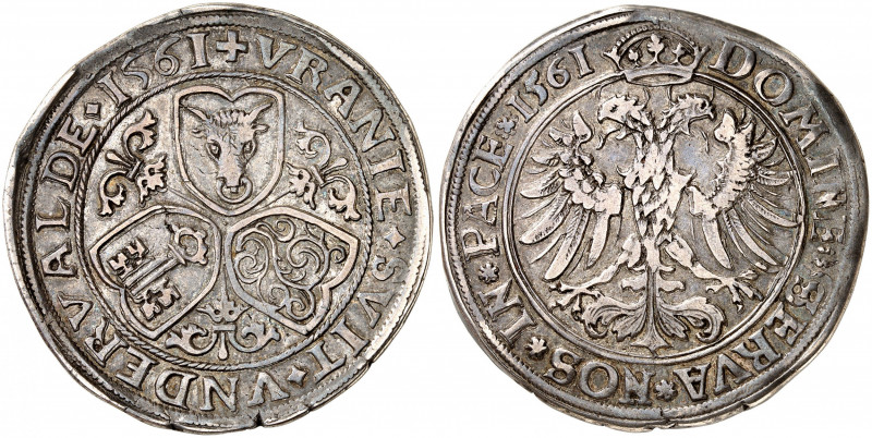 Uri, Schwyz et Unterwald. Taler 1561/1561, Altdorf. Armoiries des trois cantons ...