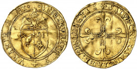 Uri et Nidwald. Sonnenkrone non daté (1506-1529), Bellinzone. Ecu aux armes d'Uri et de Nidwald, surmonté d'une aigle bicéphale couronnée et d'un sole...