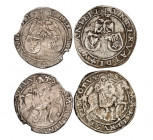 Uri et Nidwald. Lot de 2 monnaies : Cavalotto (Rössler) non daté (1506-1529) (2x), Bellinzone. Armoiries des deux cantons surmontées d'une aigle bicép...