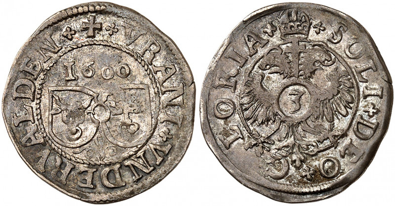 Uri et Nidwald. Groschen 1600, Altdorf. Armoiries des deux cantons. Date au-dess...