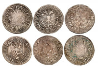 Uri. Lot de 3 monnaies : Dicken 1616, Dicken 1617 et Dicken 1618, Altdorf. Aigle bicéphale surmontée d'une croix. Ecusson d'Uri à l'exergue / Buste de...