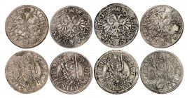 Uri. Lot de 4 monnaies : Dicken 1621 (4x), Altdorf. Aigle bicéphale couronnée. Ecusson d'Uri à l'exergue / Buste de saint Martin en vêtements épiscopa...