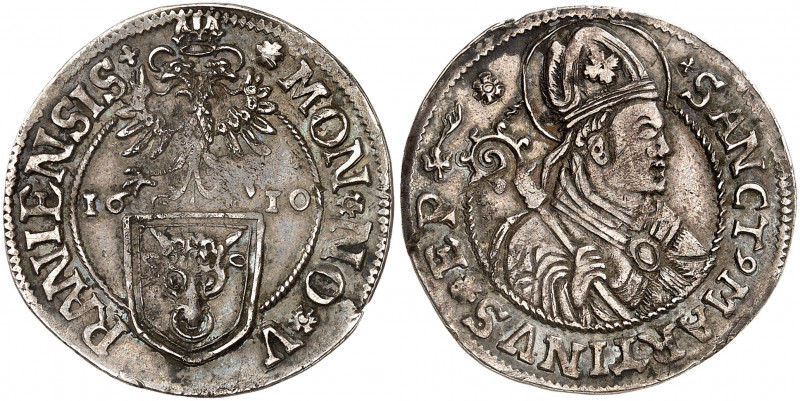Uri. 1/2 Dicken 1610, Altdorf. Ecusson d'Uri surmonté d'une aigle bicéphale cour...