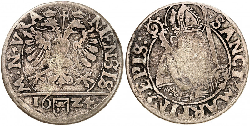 Uri. 1/2 Dicken 1624, Altdorf. Aigle bicéphale couronnée et surmontée d'une croi...