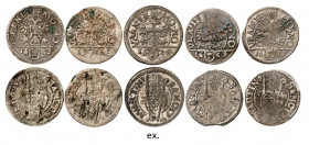 Uri. Lot de 8 monnaies : Schilling 1623, Schilling 1624 (2x), Schilling 1629 (2x), Schilling 1630 et Schilling 1633 (2x), Altdorf. Aigle bicéphale cou...