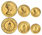 Royaume de Rattanakosin. Bhumibol (Rama IX), 1946-2016. Lot de 3 monnaies : 600 Baht, 300 Baht et 150 Baht BE2511 (1968), Bangkok. Buste de la Reine S...