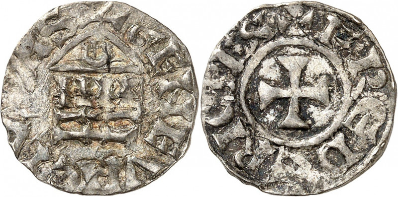 Genève, l'Evêché. Frédéric, évêque de Genève, 1032 - 1089. Denier au style négli...