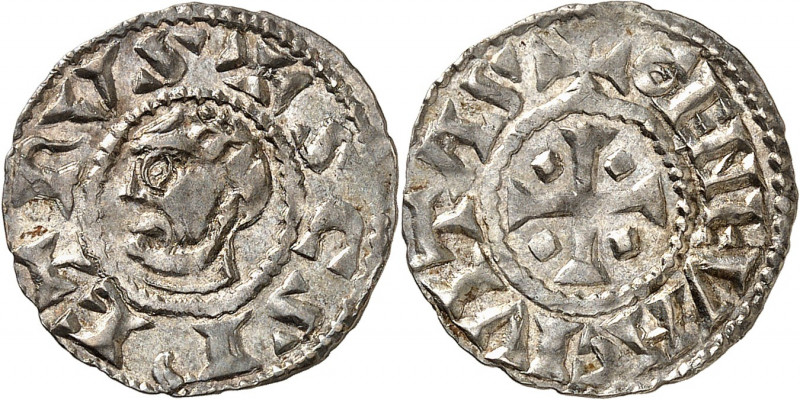 Genève, l'Evêché. Humbert de Grammont, évêque de Genève, 1120-1142. Denier au no...